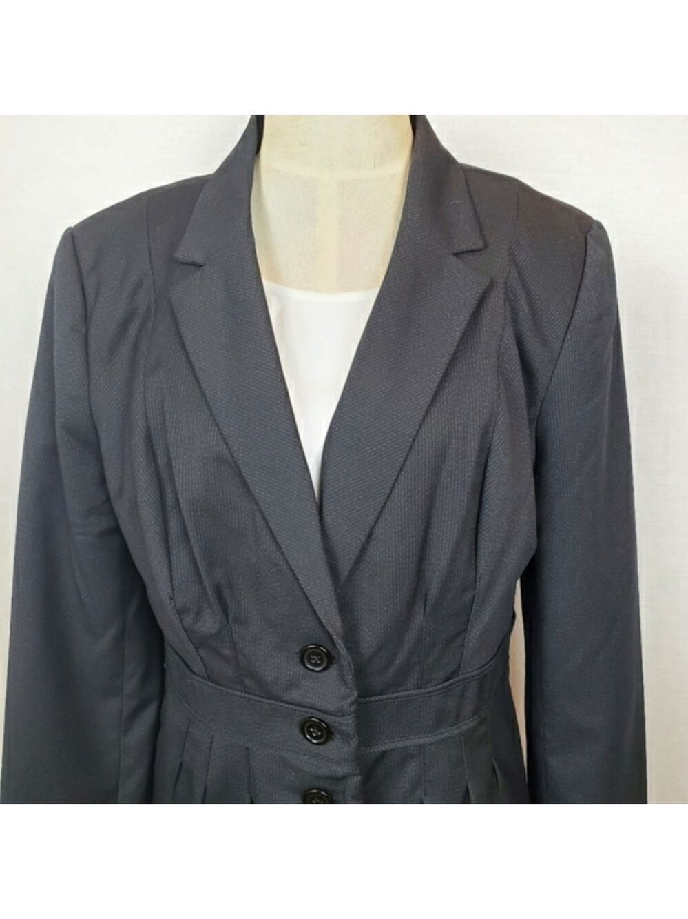 NWT ELLE sz 12 pleated pinstriped career blazer jacket coat flattering